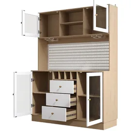 modfu Hochschrank mit Smart LED Beleuchtung 140 x 40 x 185,7 cm Weiß