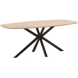 Esstisch HOME AFFAIRE "Vermont", beige (natur, schwarz, natur), B:180cm H:77cm T:100cm, Tische, Esstisch, aus massiver Eiche mit robustem Metallgestell