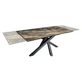 Erweiterbarer Esstisch PETRANO 180-220-260 cm – Keramik in Marmoreffekt taupe und schwarzes Metall - Taupe/Schwarz