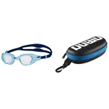 ARENA The One Junior Anti-Fog Schwimmbrille für Kinder & Unisex Schwimmbrillenetui, Schwarz/Weiß/Royal, Einheitsgröße