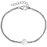 Smart Jewel Armband mit Stein-Kugeln + Muschelkern-Perle Silber 925 grau 19 cm