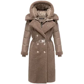 Navahoo Damen Langer Materialmix-Wintermantel warmer Plüschmantel aus angesagtem Materialmix und herausnehmbarem Einsatz mit Kapuze Kuscheltraum 14 Taupe Grey Gr. XL (42), beige Obermaterial 1: 100% Polyester. Obermaterial 2: 100% Nylon.