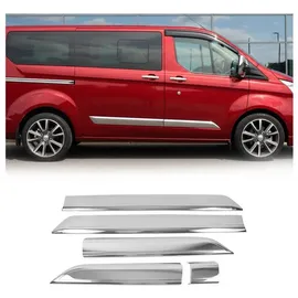 Omac Zierleisten-Aufkleber Seitentürleiste für Ford Transit Custom 2013-2024 Edelstahl 5x, (5tlg), Langlebig,Einfache Reinigung,Einfache Installation,Rostbeständig silberfarben
