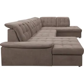 werk2 Wohnlandschaft »Kordula-New U-Form«, Sofa in U-Form mit Schlaffunktion & Bettkasten, Schlafcouch braun