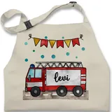 Kinderschürze Schürze Kinder Jungen Mädchen - Feuerwehr - Feuerwehrauto - Geschenk - 2-6 Jahre - Natur Weiß - personalisierte kochschürze name kleinkind geschenke junge und personalisierter - 2-6 Jahre