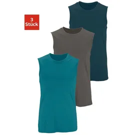 H.I.S. H.I.S Muscleshirt, Unterziehshirt, Unterhemd für Herren (3er-Pack) unifarben, Rundhalsausschnitt, aus Baumwolle bunt|grau 4/S