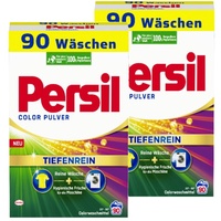 Persil Color Pulver Tiefenrein Waschmittel 180 WL (2 x 90 Waschladungen), Colorwaschmittel für reine Wäsche und hygienische Frische für die Maschine, effektiv von 20 °C bis 60 °C