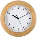 Funkwanduhr AMS "F5904/18", braun (buchefarben), Wanduhren, B/H/L: 5cm, Quarz,Holz,Buche,Wohnzimmer,Esszimmer,Küche,Arbeitszimmer,Büro,Flur