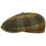 Stetson Hatteras Schirmmütze - Kariertes Flatcap - 100% Schurwolle - Herren - Ballonmütze für Herbst & Winter Oliv L (58-59 cm) - L
