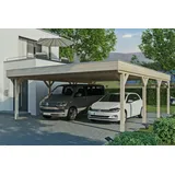 SKANHOLZ Carport Grunewald 6,22 x 7,96 m unbehandelt mit Aluminiumdach
