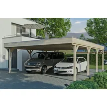 SKANHOLZ Carport Grunewald 6,22 x 7,96 m unbehandelt mit Aluminiumdach