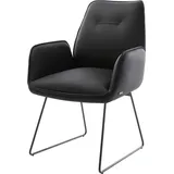 DELIFE Polsterstuhl Zoa-Flex, Kufengestell Schwarz Echt-Leder Schwarz Taschenfederkern schwarz 62 cm x 90 cm x 63 cm