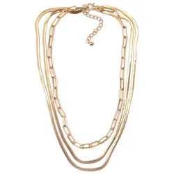 Collier FIRETTI "Halsschmuck Layering-Look Gliederkette", gold (gelbgoldfarben), Halsketten, Damen, Metall, L: 53cm B: 6mm, B:6mm
