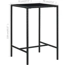 vidaXL Garten-Bartisch 70 x 70 x 110 cm schwarz