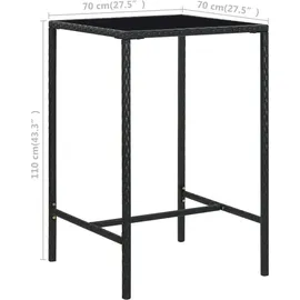 vidaXL Garten-Bartisch 70 x 70 x 110 cm schwarz