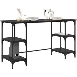vidaXL Schreibtisch mit Regal Schwarz Eichen-Optik 140 x 50 x 75 cm