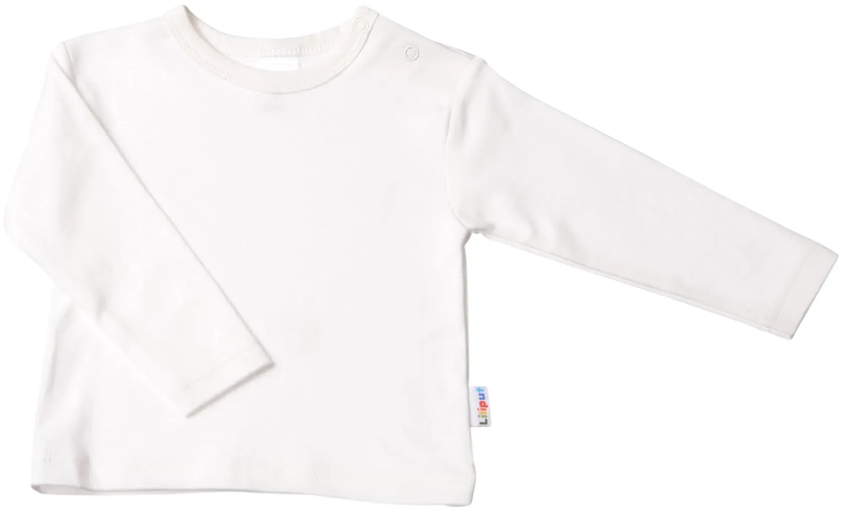 Langarmshirt LILIPUT, Mädchen, Gr. 74/80, beige (ecru), 100% Baumwolle, unifarben, Rundhals, Shirts Langarmshirt, mit einseitigen Druckknöpfen