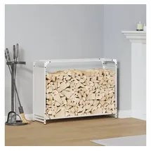 vidaXL Kaminholzregal Kaltgewalzter Stahl 90 x 28 x 65 cm Weiß