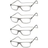 NEW VISION Lesebrille 4 pack, Magnet Lesebrille, Bequem Magnetverschluss Vorne, Leicht Lesebrillen NV2904, Lesehilfe für Damen Herren (4WeißC9, 3, x)