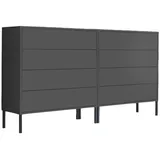 BMG Möbel Sideboard Mailand Set 1, grifflos, Metallfüßen, Anthrazit