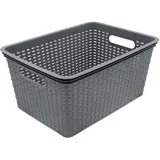 HRB Aufbewahrungsbox Lagerbox Box Korb in Rattan-Optik, 15 Liter, 39x28x18 cm Kiste Modern (1 Stück, Grau)