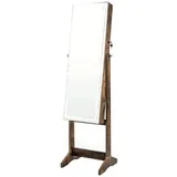 Costway Schmuckschrank mit Spiegel & 3-Farbigen Led Rustikales Braun
