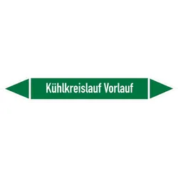 Rohrleitungskennzeichen Kühlkreislauf Vorlauf - 100x15 mm Folie selbstklebend