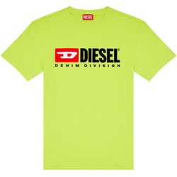 DIESEL Herren T-Shirt - T-DIEGOR-DIV HEMD, Baumwolle, Rundhals, Logo, kurz, einfarbig Neongrün M