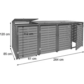 MCW Mülltonnenverkleidung K14 264 x 120 x 85 cm anthrazit