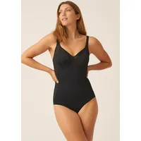 NATURANA Body NATURANA "Solutions", Damen, Gr. 100, Cup C, schwarz, Obermaterial: 81% Polyamid, 19% Elasthan. Spitze: 64% Polyamid, 36% Elasthan, unifarben, feminin, bequem, V-Ausschnitt, ohne Ärmel, Bodies, mit Spitzeneinsatz