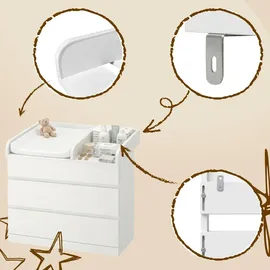comfortcove Wickelaufsatz Wickeltisch Kommode Weiß Matratze 50 cm mit Ablage 80x70 Universal für MALM HEMNES Baby Wickelkommode - Weiß