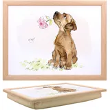 The Leonardo Collection Knietablett im Papierschuppen-Design, Hund mit Rose, mit Sitzsack zum Servieren von Gerichten, schöne Knietabletts zum Essen auf dem Schoß zum Abendessen oder zum Atmen | neu