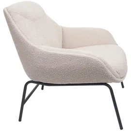 Mendler Lounge-Sessel HWC-J77, Cocktailsessel Sessel, Bouclé Stoff Metall ~ creme-beige