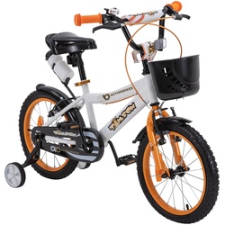 Actionbikes Kinderfahrrad Timson 16 Zoll, V-Brake-Bremsen, höhenverstellbar, Stützräder, Korb