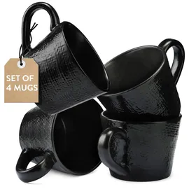 Navaris Tassen Set Steingut 4 St. Schwarz