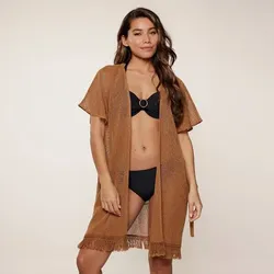 LINGADORE Damen Kleid Kaftan, Almond, 40/42