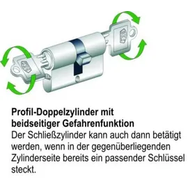 BKS Profildoppelzylinder PZ 8812 40/40mm NuG beids.Anz.Schlü.3 versch.-schl.BKS