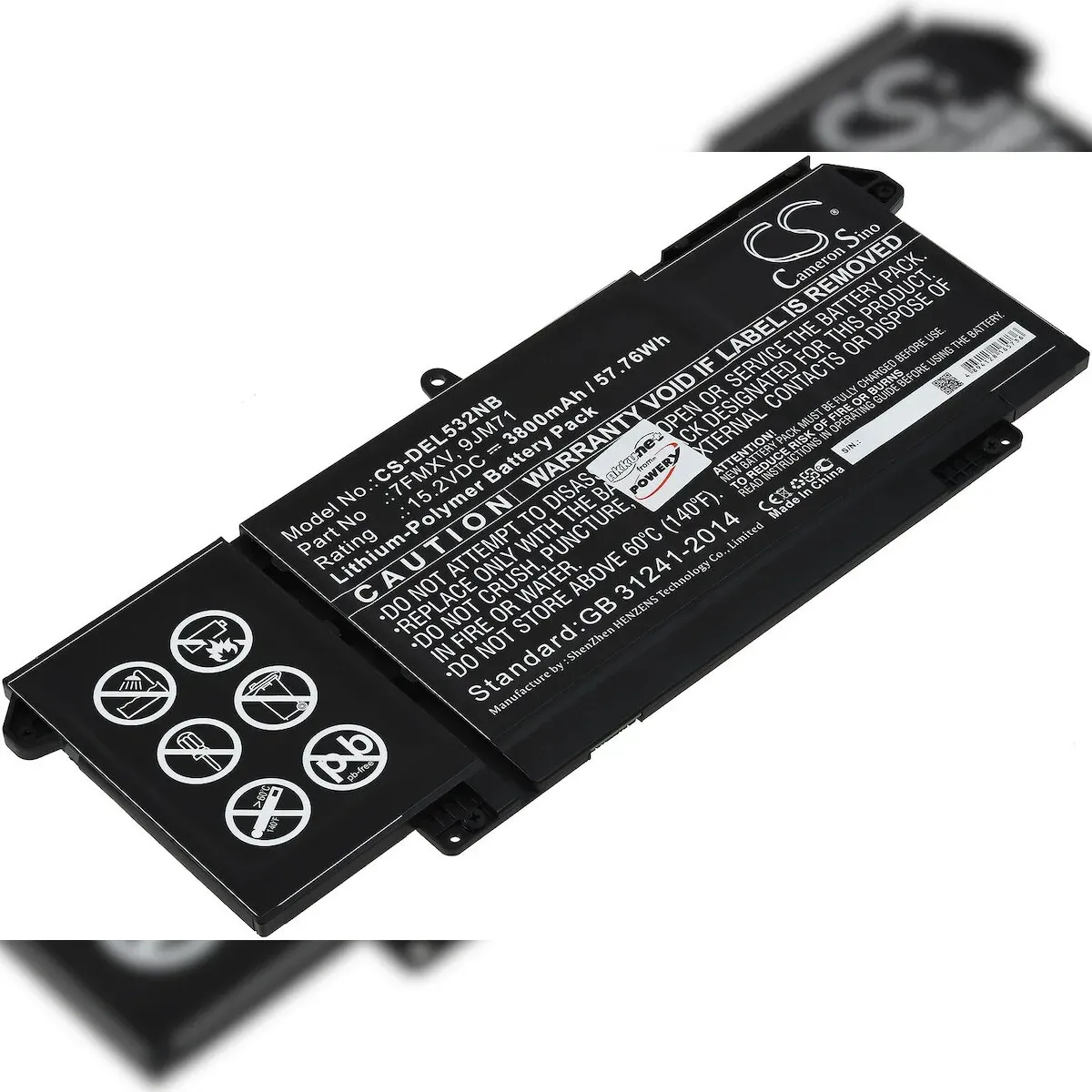 Powery Akku passend für Laptop Dell Latitude 5320, Latitude 7420, Latitude 7520, Typ 7FMXV u.a.