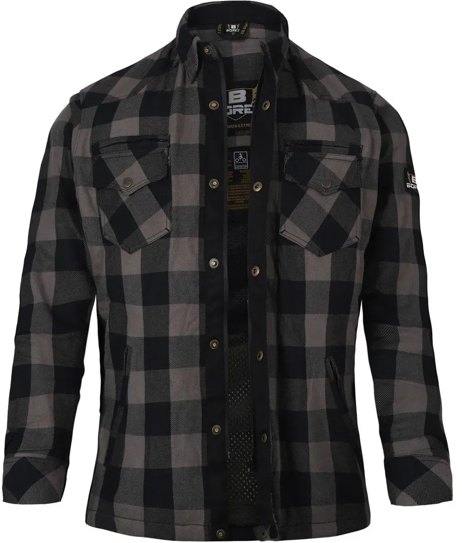 Bores Lumberjack Premium Dames Motorshirt, zwart-grijs, 3XL Voorvrouw