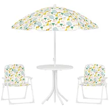 aiyaplay 4 tlg. Kindersitzgruppe Garten mit Gartentisch 2 Klappstühle Sonnenschirm