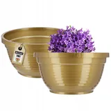 KADAX Schale aus Kunststoff, Blumenschale, Grabschale, rund, 22.5 cm, Gold