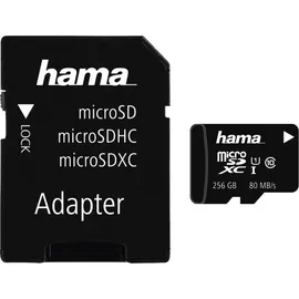 Hama microSDXC 256GB Class 10 UHS-I + SD-Adpater