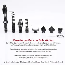 XIIW Rohrreinigungsmaschine 500W für Ø30-100mm Rohrleitungen