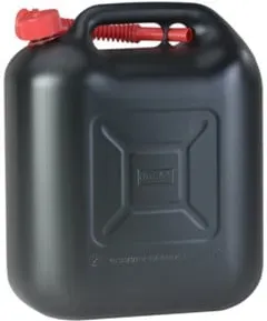 Hünersdorff Kraftstoff-Kanister STANDARD 20 L, HDPE schwarz, mit UN-Zulassung, rotes Zubehör