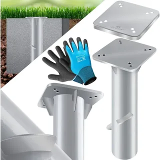 Kesser Universal Bodenplatte Sonnenschirmständer für Sonnenschirm Ampelschirm Kurbelschirm Bodenanker Inkl. Handschuhe 16 cm