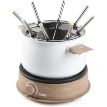 DOMO collection Domo DO736F Fondue 1500 W Kontrollleuchte, 8 Fonduegabeln Holz, Weiß
