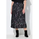 Ulla Popken Plisseerock A-Linie Schmetterlinge Schwarz 46/48