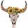 MCW Deko Schädel MCW-Q10, Polyresin Stier Bulle Longhorn Kopf Trophäe mit Verzierung Sonnenblume, In-/Outdoor 42cm