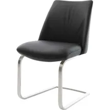 DeLife Freischwinger Elso-Flex Echt-Leder Schwarz Freischwinger flach Edelstahl Taschenfederkern - Schwarz