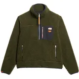 Superdry Damen. Vintage Retro halber Reißverschluss Fleece grün (L), Lässig, Polyester